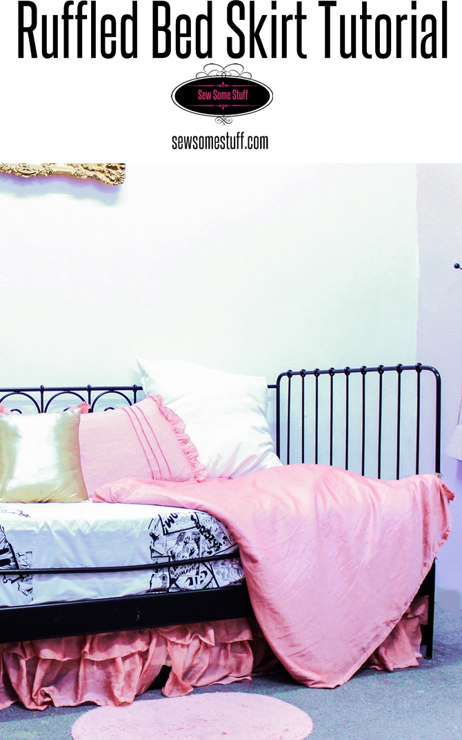 Ruffled bed skirt tutorial on Sew Some Stuff