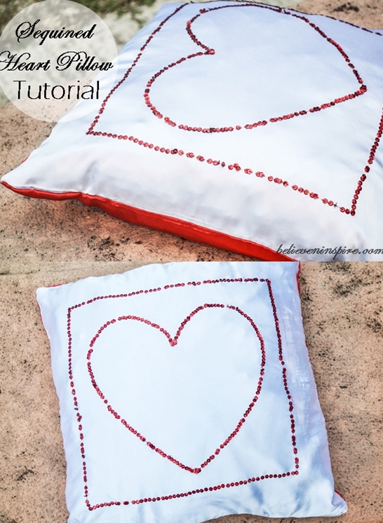 Sequined Silky Heart Pillow Tutorial (Decorative Pillows)