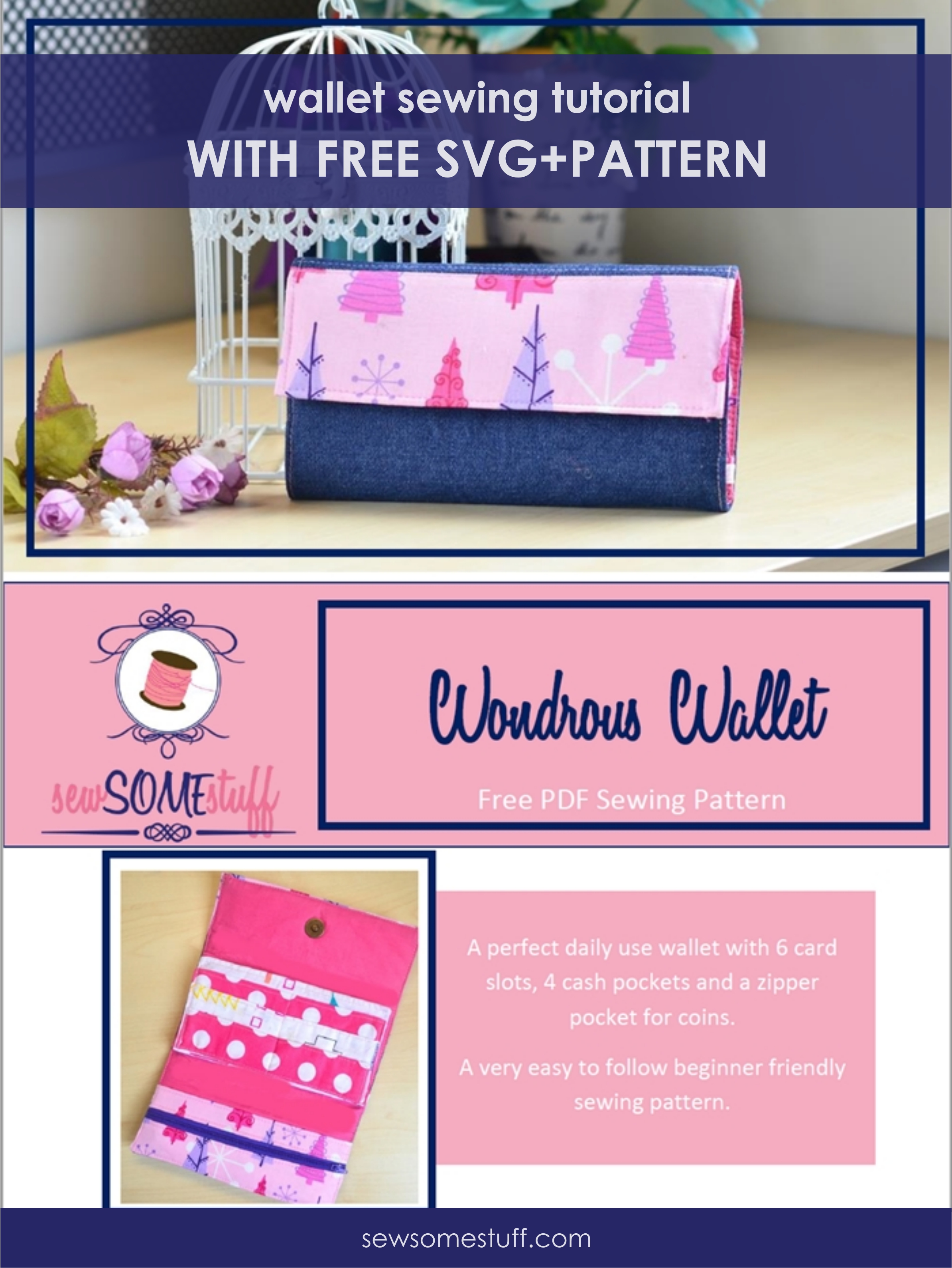 In this post, I’m sharing a free wallet pattern and a fabric handmade wallet tutorial. This DIY wallet makes a perfect gift for everyone. Learn in detail how to sew a wallet. Also, links are included for other wallet sewing patterns. cricut maker sewing projects #sewing
