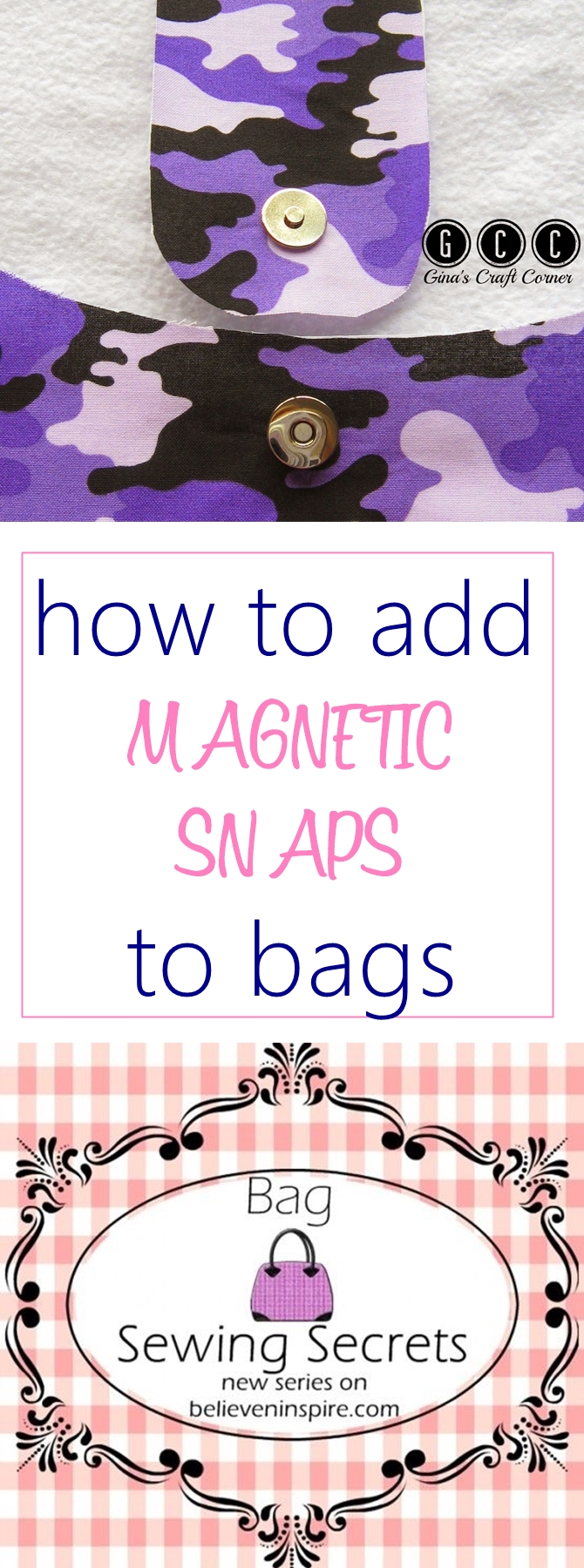 How to add magnetic snaps to bags BAG SEWING SECRETS on sewsomestuff.com. Are you new to sewing bags and are looking for a DETAILED step-by-step tutorial on how to add magnetic snaps to bags? Check out this post full of detailed colorful pictures to guide you on how to magnetic snaps to bags, plus links to several other bag making techniques. Check it out NOW!