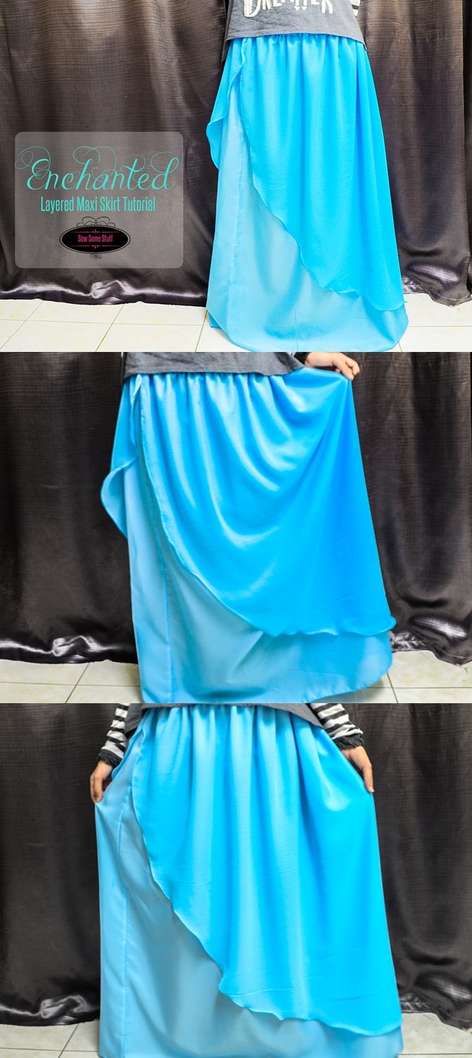 Enchanted Layered Chiffon Maxi Skirt Tutorial on sewsomestuff.com - Sew ...