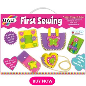 Gifts for kids who love to sew. Great idea to encourage kids to learn sewing with this sewing kit. Sewing machine for kids