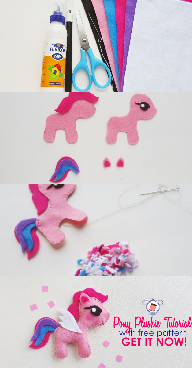 My Little Pony Sewing Pattern (Free) and Tutorial | pony craft | plush craft | my little pony | animal patterns | my little pony plush | crafty ponies | stuffed animal patterns | diy stuffed animals